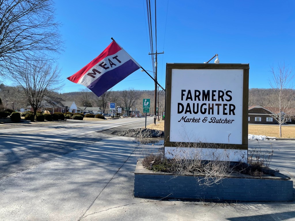Photo: Farmer's Daughter Sign with meat flag